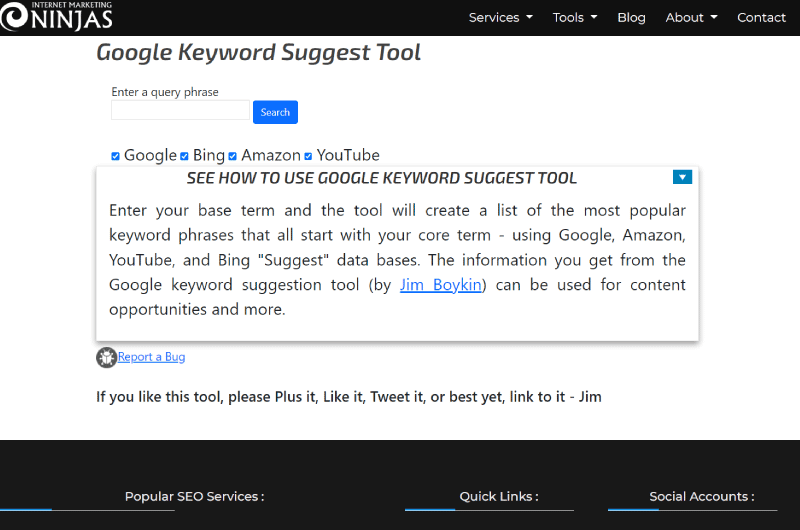 Google Keyword Suggest Tool Marketing Ninjas Outil SEO 1
