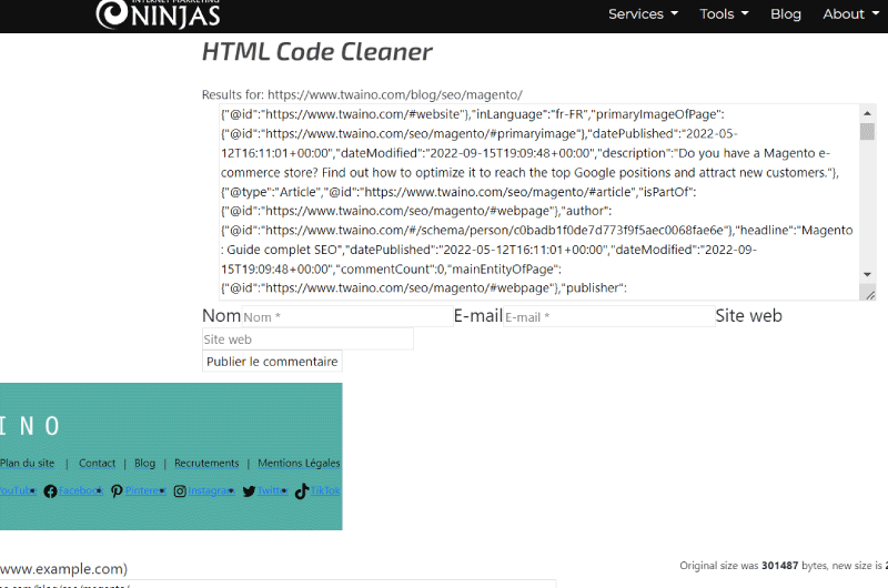 HTML Code Cleaner Marketing Ninjas Outil SO 4