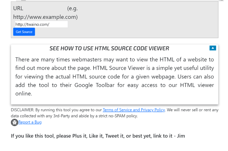 HTML Source Code Viewer Internet Marketing Ninjas Outil SEO 1