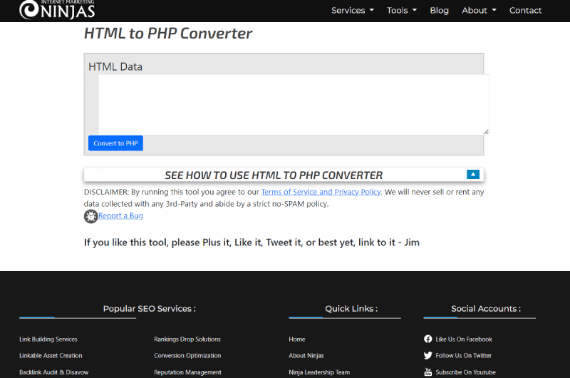 HTML to PHP Converter Marketing Ninjas Mise en avant