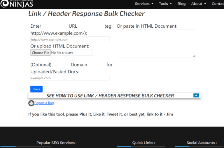 Link Header Response Bulk Checker Marketing Ninjas Mise en avant