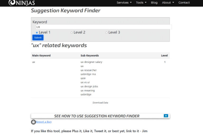 Suggestion Keyword Finder Marketing Ninjas Outil SEO 5