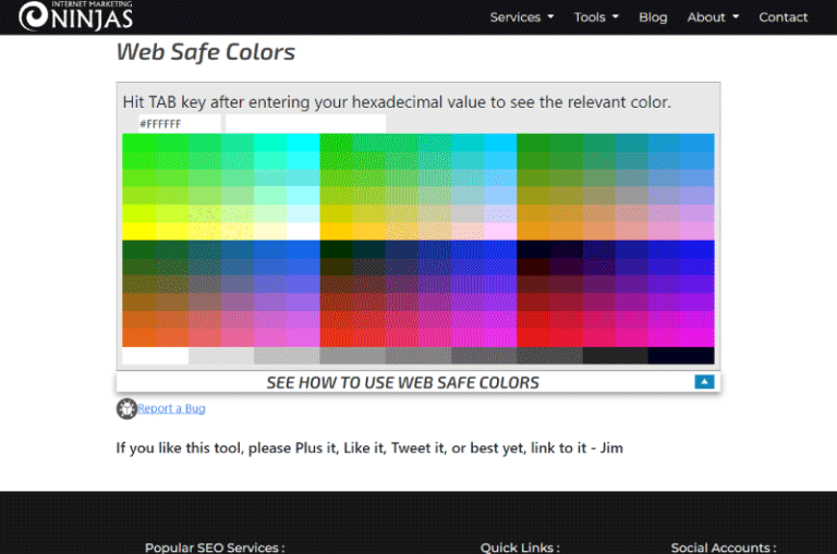 Web Safe Colors Marketing Ninjas Mise en avant