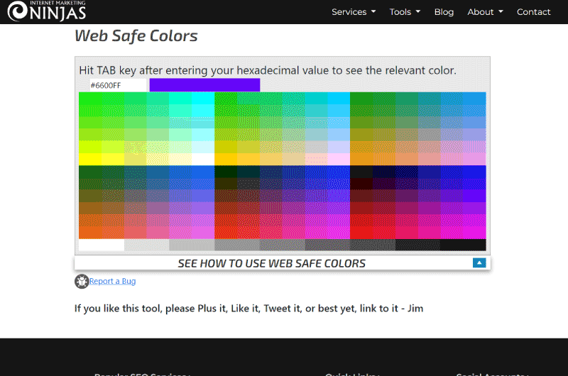 Web Safe Colors Marketing Ninjas Outl SEO 5