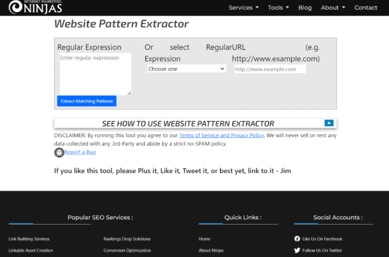 Website Pattern Extractor Marketing Ninjas Mise en avant