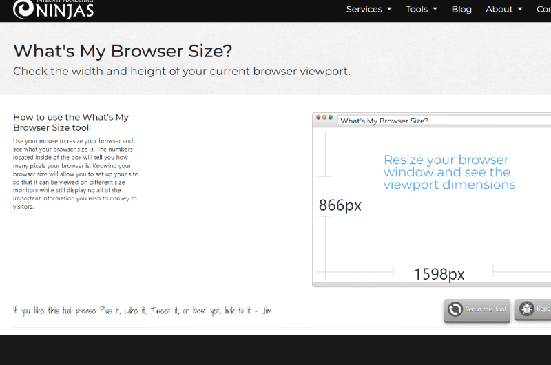 What is My Browser Size Tool Internet Marketing Ninjas Mise en avant
