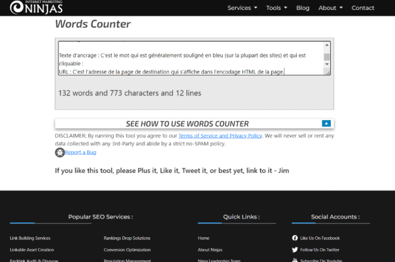 Words Counter Marketing Ninjas Outil SEO 2