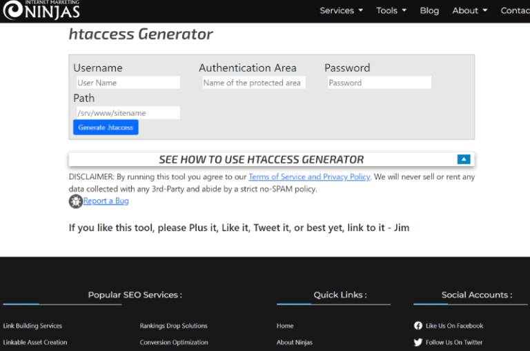 htaccess Generator Marketing Ninjas Mise en avant