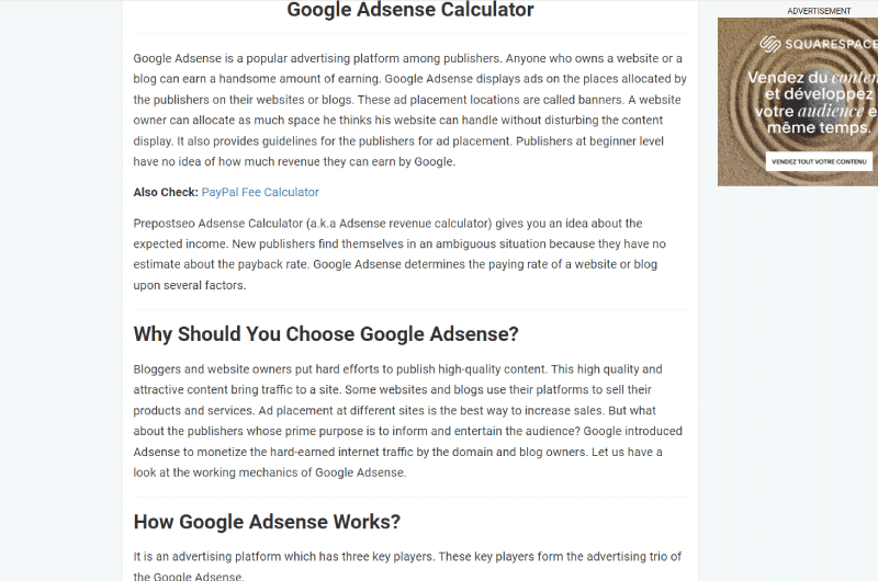 Adsense Calculator