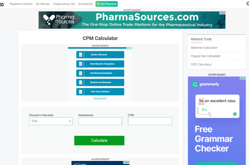 CPM Calculator  Prepostseo - Twaino