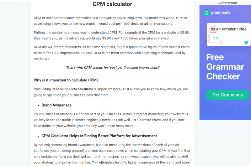 Free CPM Calculator