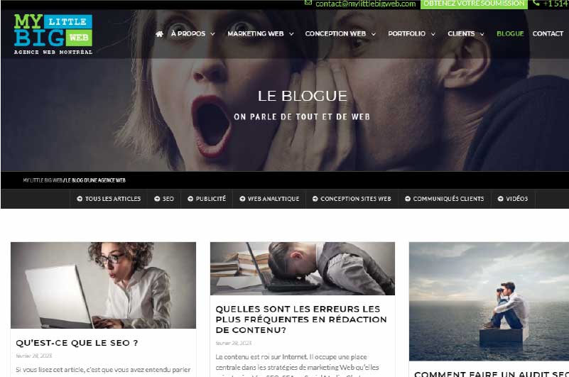 Blog Agence Web a Montreal mise en avant