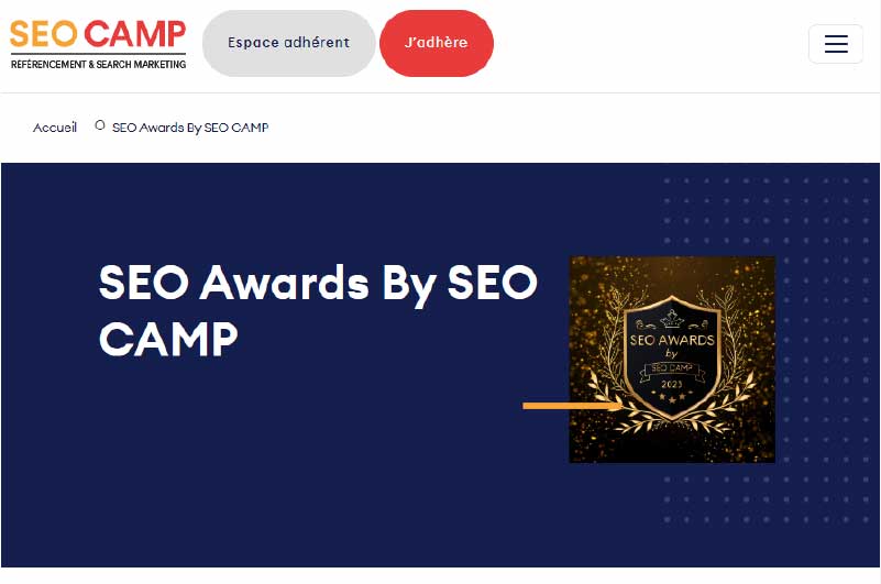 Blog SEO Awards by SEO Camp Mise en avant