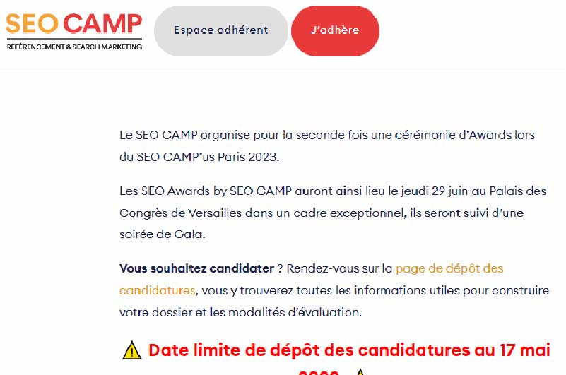 Blog SEO Awards by SEO Camp Ressource Outil 1