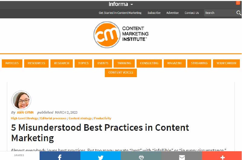 Blog Content Marketing Institute Ressource 1