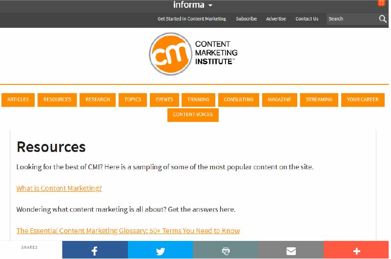 Blog Content Marketing Institute Ressource 2