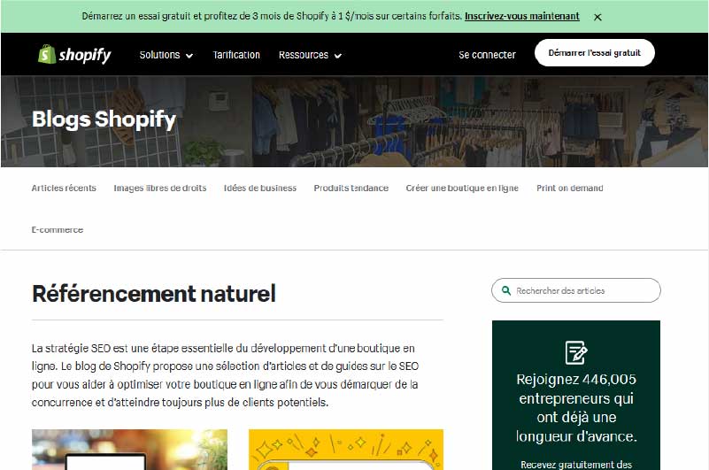 Blog Shopify Mise en avant