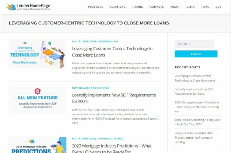 Blog Lender Home Page Mise en avant