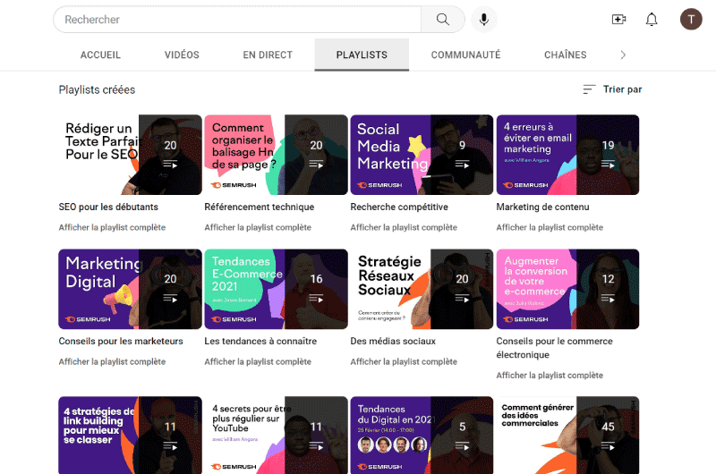 Chaines Youtube SemRush France Ressource 5
