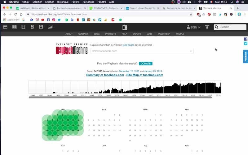 Consulter waybackmachine pour le nom de domaine