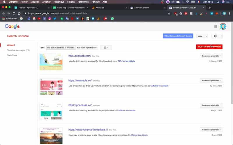 Ajouter une propriete sur search console