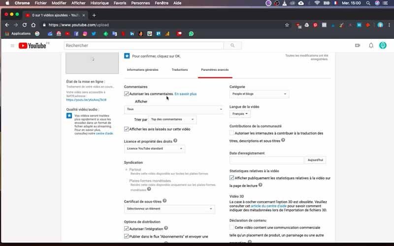 Les parametres avances Youtube