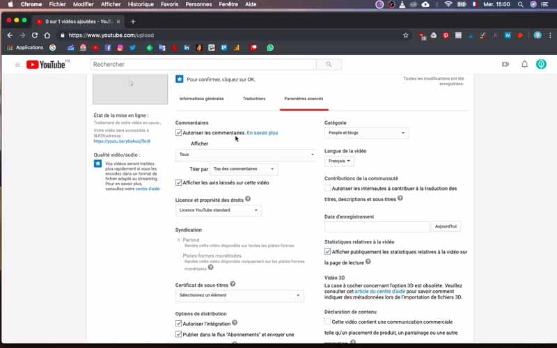 Les parametres avances Youtube