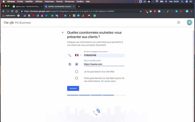 Numéro de telephone et url de site