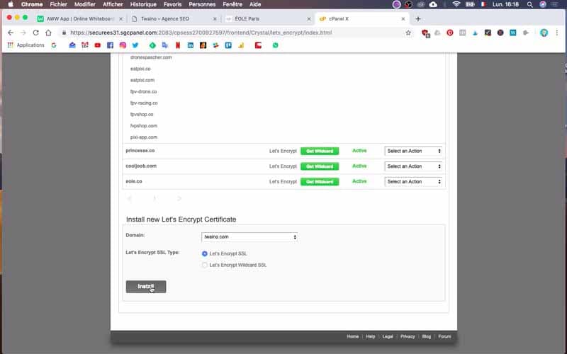 Choisir let's encrypt SSL