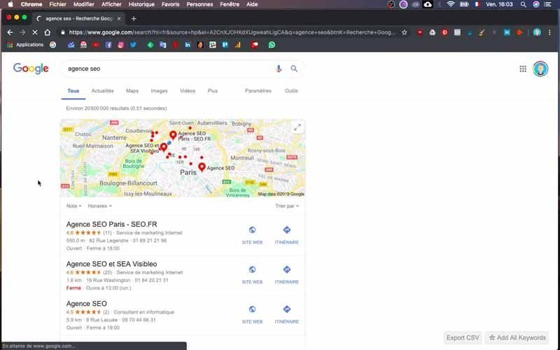 Exemple de resultat local agence SEO