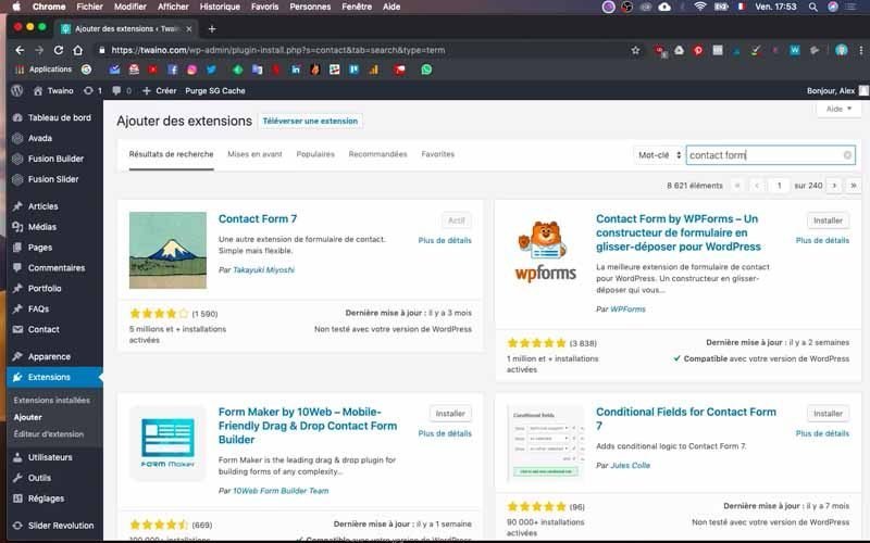 Ajouter extension Contact form 7