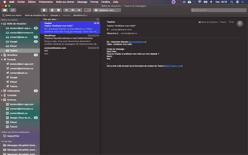 Verification reception message mail