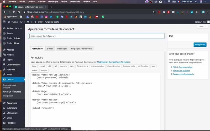 Ajouter un formulaire contact form 7