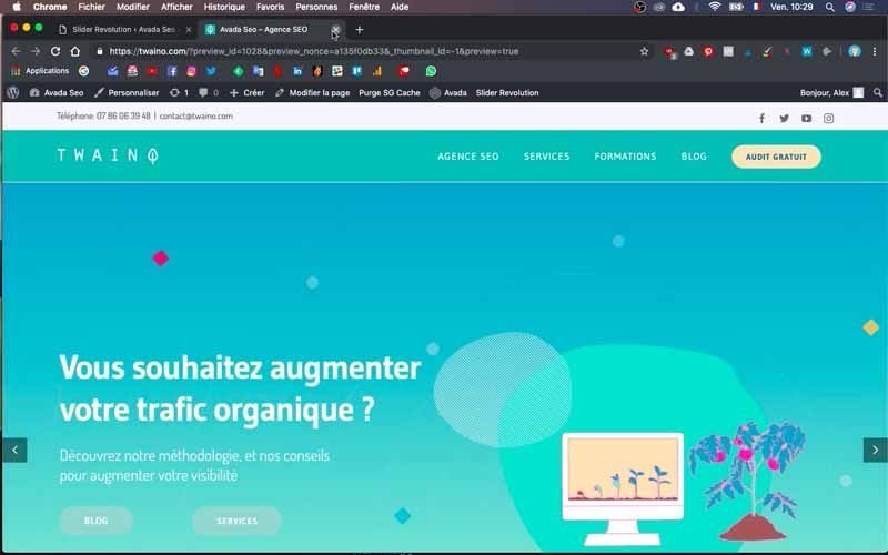 Appercu du slider sur la page