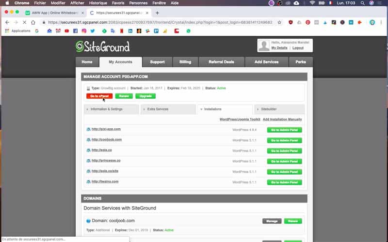 Go to Cpanel SiteGround