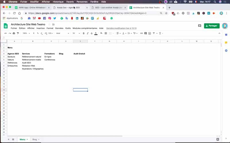 Structure du menu