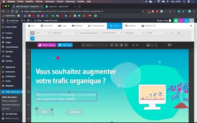 Cliquer sur le bouton pour inserer un url