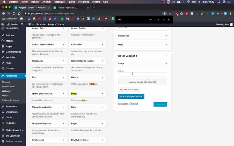 Navigation image footer widget