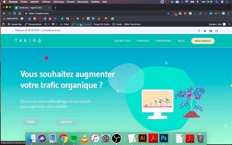 7 Modifier la page du site web