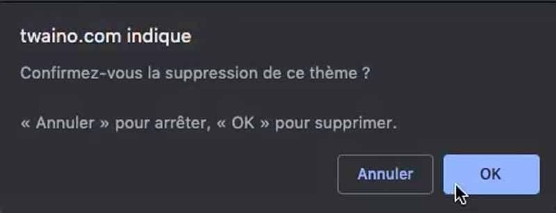 Confirmer la suppression du thème