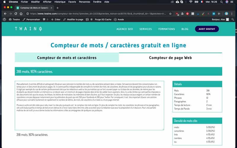 Compteur de Mots et Caractères Gratuit & En ligne Twaino