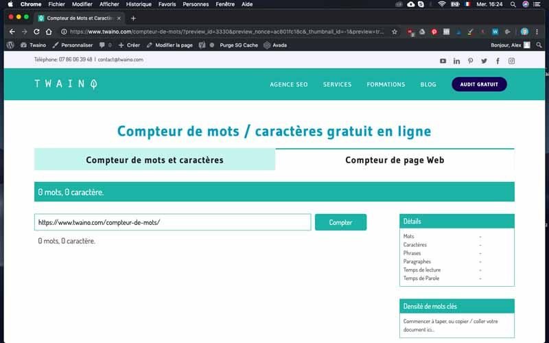 Compteur de mot URL Twaino