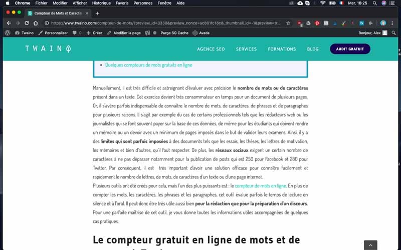 Text nombre de mots