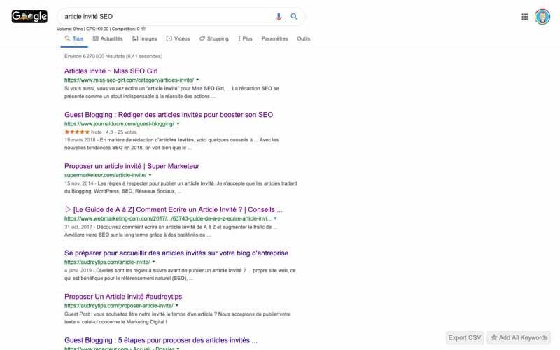 3 Resultat en tappant article invite SEO