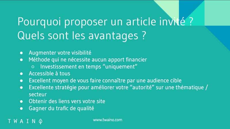 Pourquoi proposer un article invites les avantages