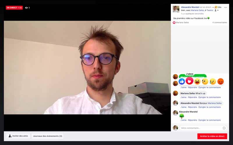 Facebook Live Ordinateur liker un commentaire