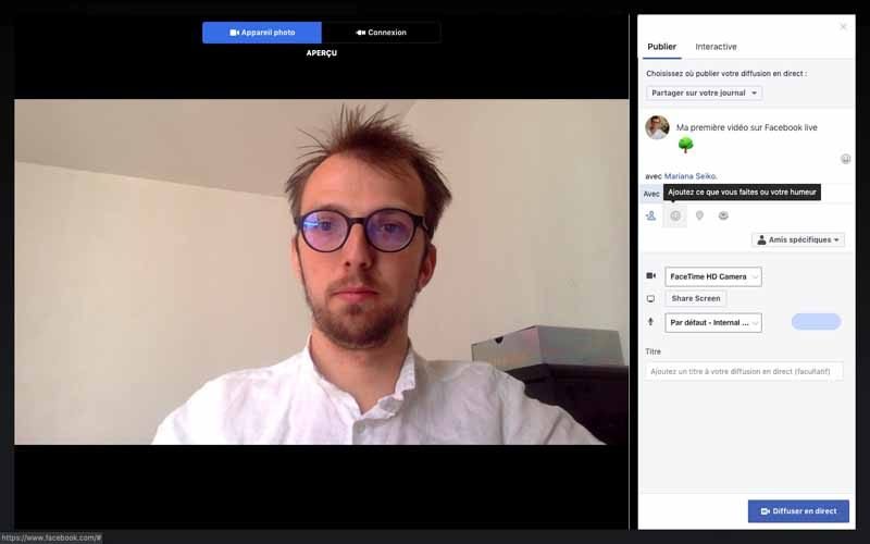 Facebook live ajouter votre humeur