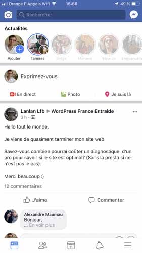 Facebook sur rendre sur exprimez vous