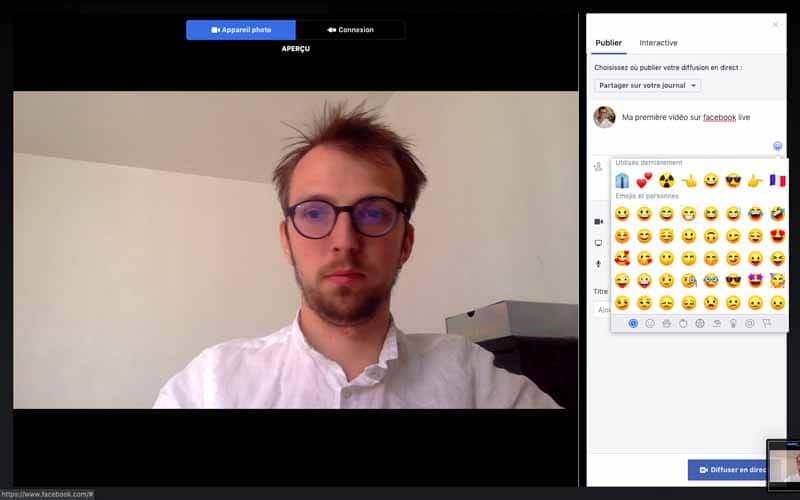 Mettre un emoticon dans facebook live