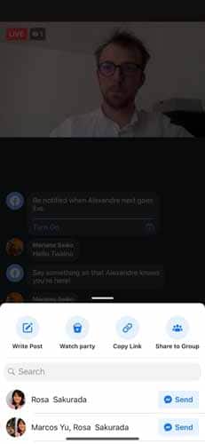 Partager la video live à des amis